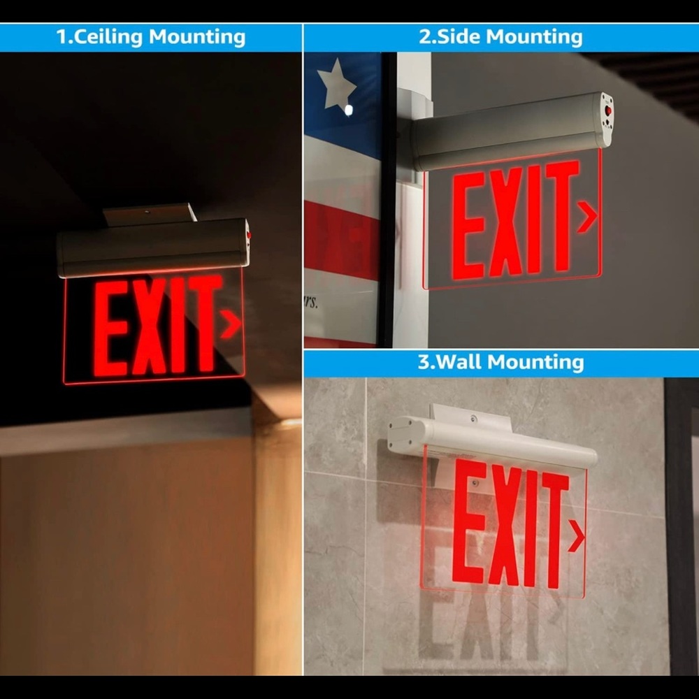 LEONLITE Red LED Edge Lit Exit Sign,